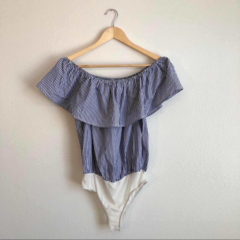 Off The Shoulder Striped Bodysuit